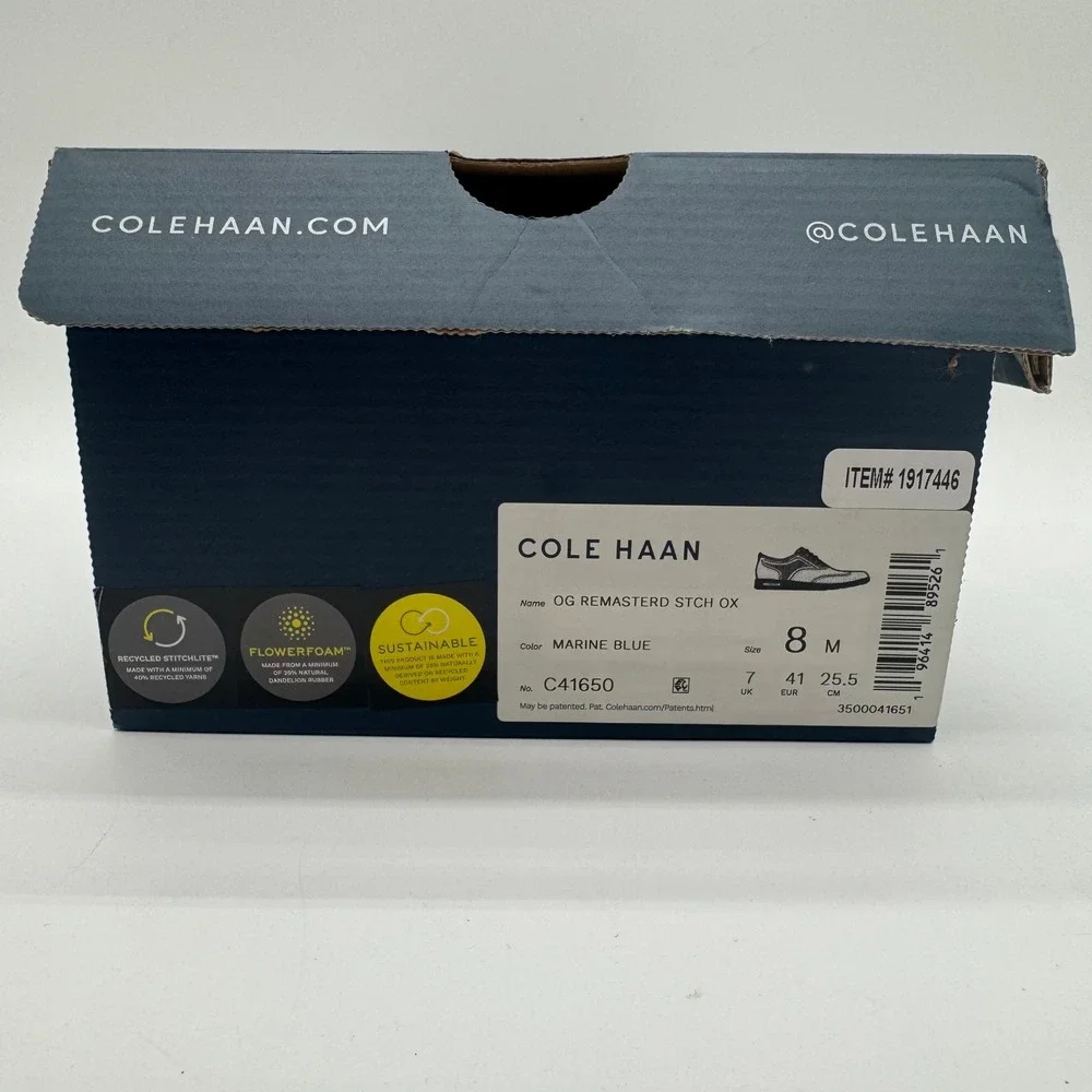 Cole Haan ØriginalGrand Stitchlite Oxford Marine Blue Knit Men's Size 8 New